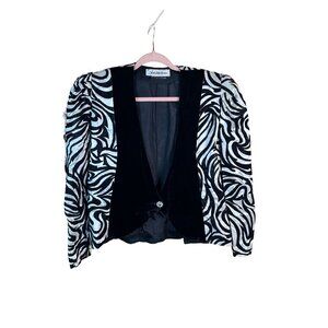 After Five By Julie Duroché Zebra Print Velvet Blazer Womens Size M